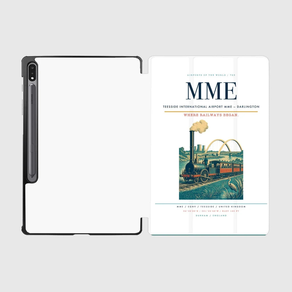 Teesside International Airport (MME) design on white samsung tablet tablet case