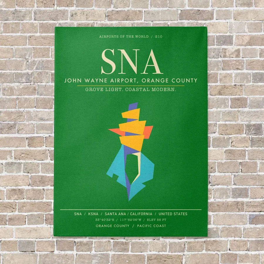 John Wayne Airport Orange County SNA - Canvas Framed - Green