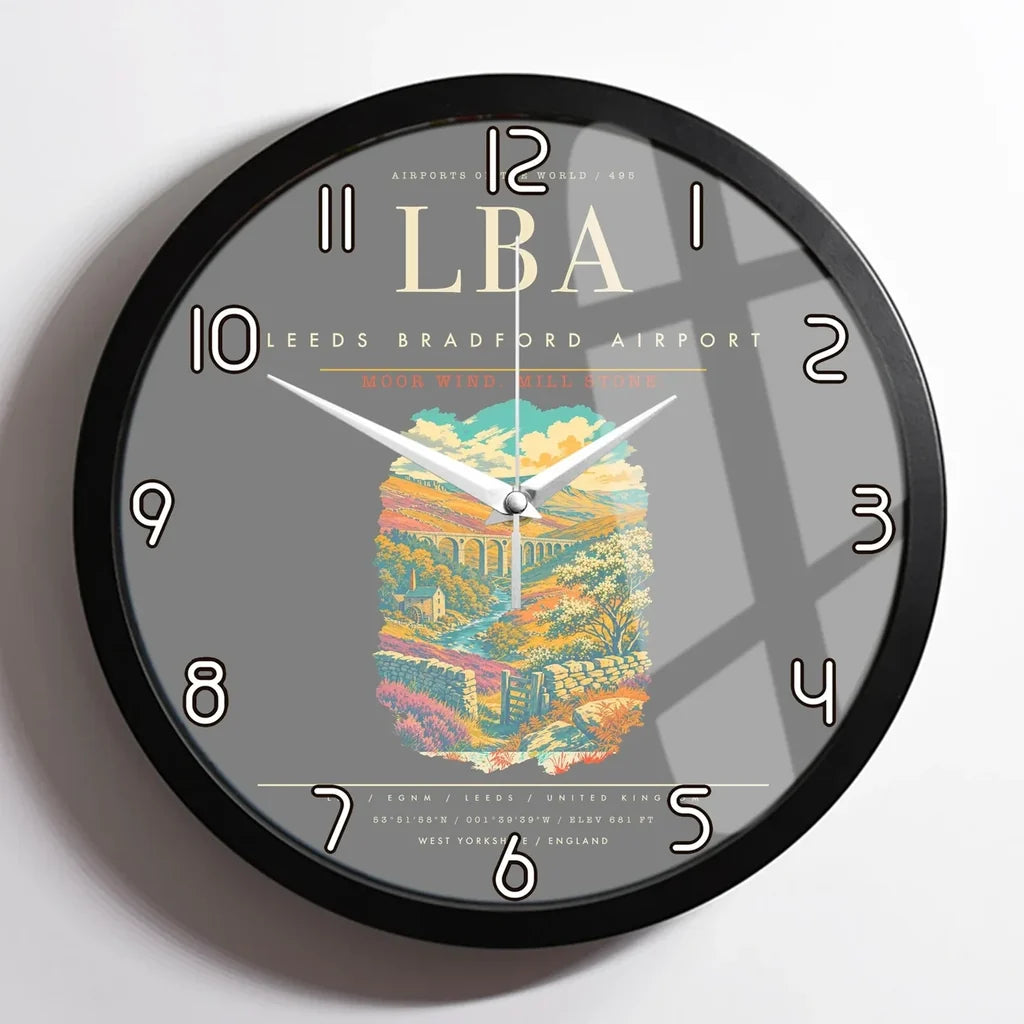 Leeds Bradford Airport LBA Wall-Clock Framed - Gray