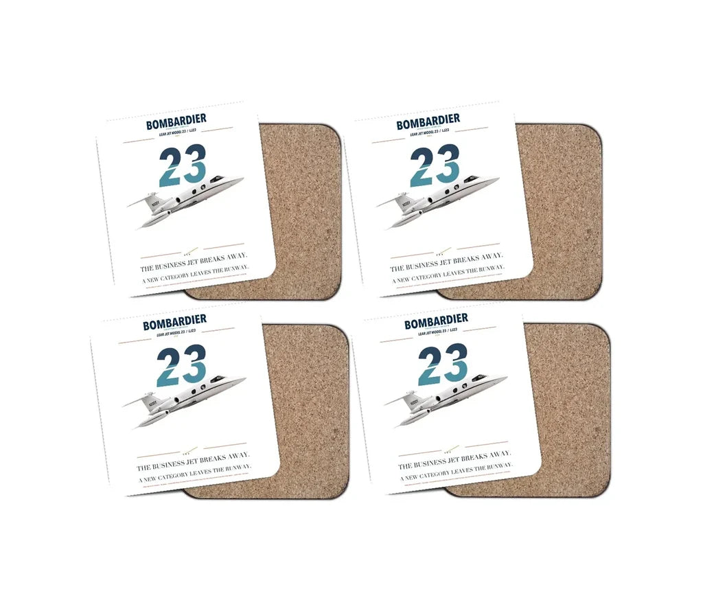 Bombardier Learjet 23 design on white 4 pieces set coaster