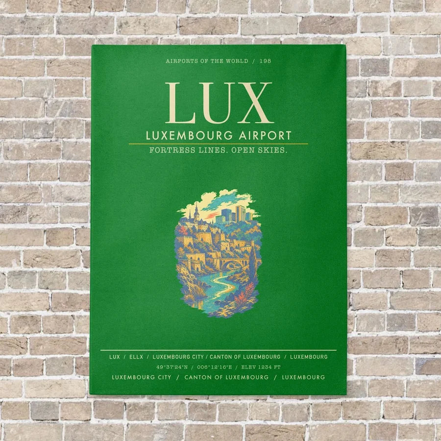 Luxembourg Airport LUX - Canvas Framed - Green