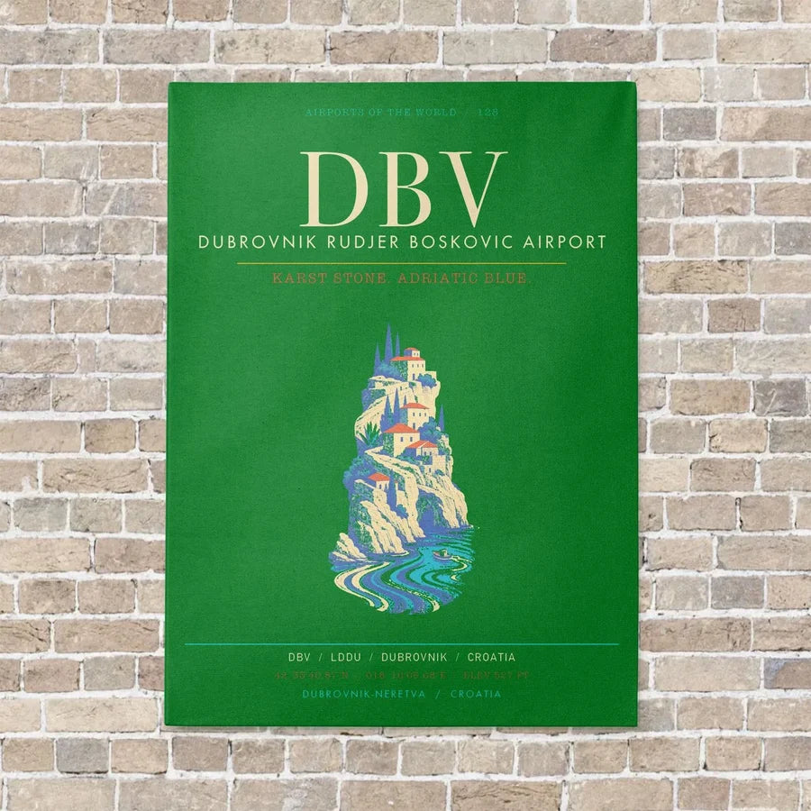 Dubrovnik Ruer Boskovic Airport DBV - Canvas Framed - Green