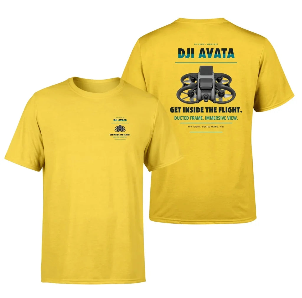 DJI Avata design on yellow t shirt