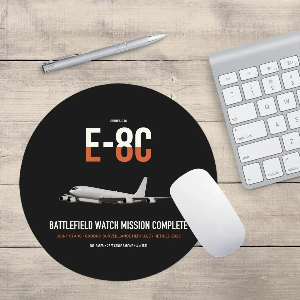 E-8C Joint STARS design on black round mouse pad
