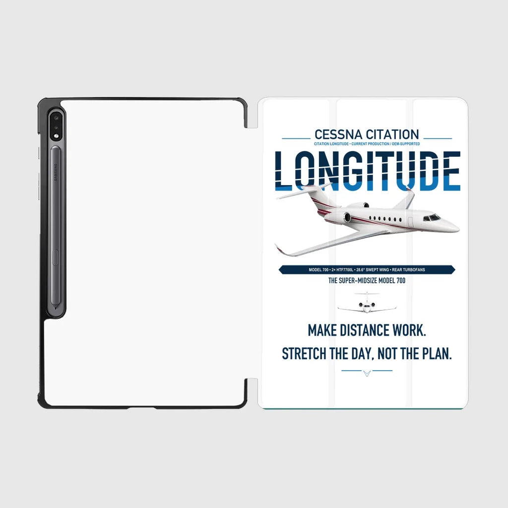 Cessna Citation Longitude design on white samsung tablet tablet case