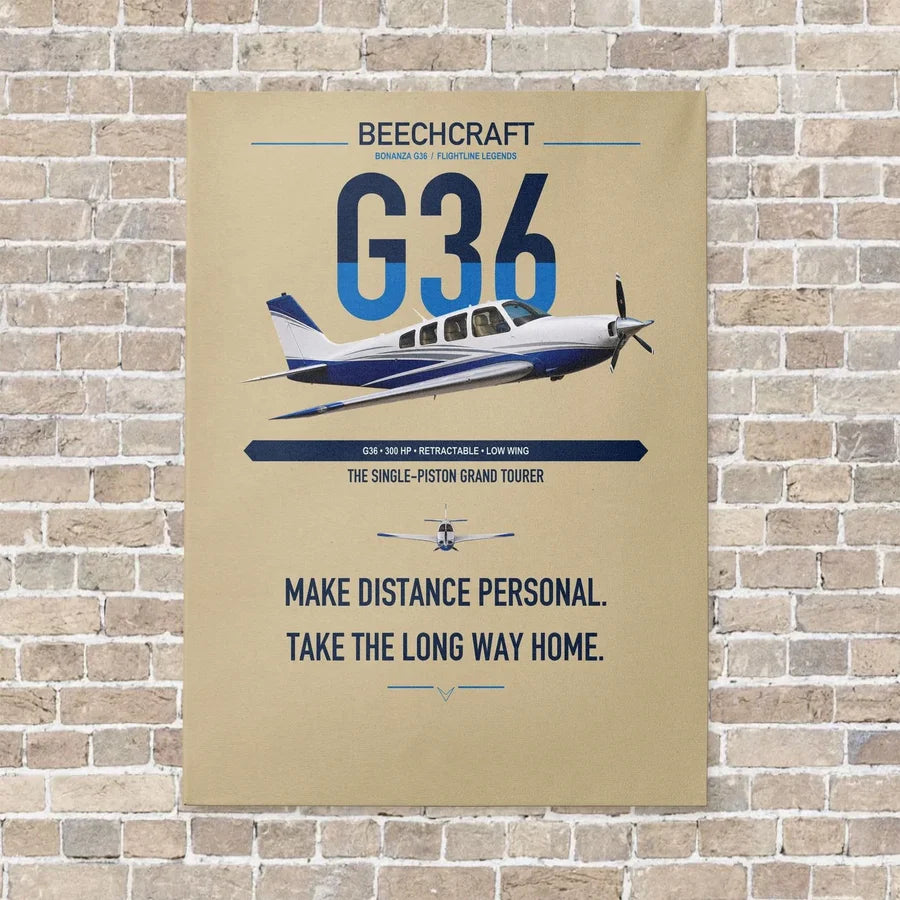 Beechcraft Bonanza G36 vertical canvas print - no frame - beige background