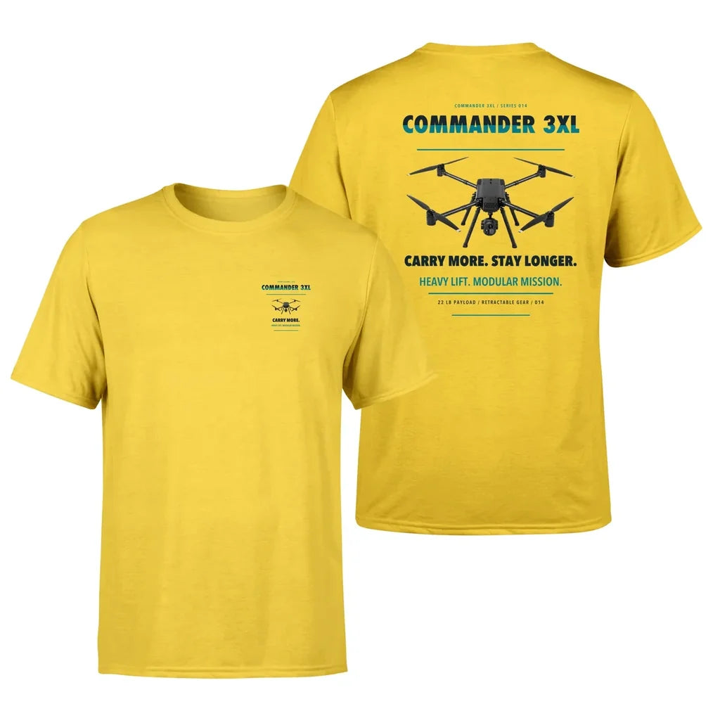 Draganfly Commander 3XL design on yellow t shirt