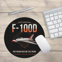 Thumbnail for F-100D Super Sabre design on black round mouse pad