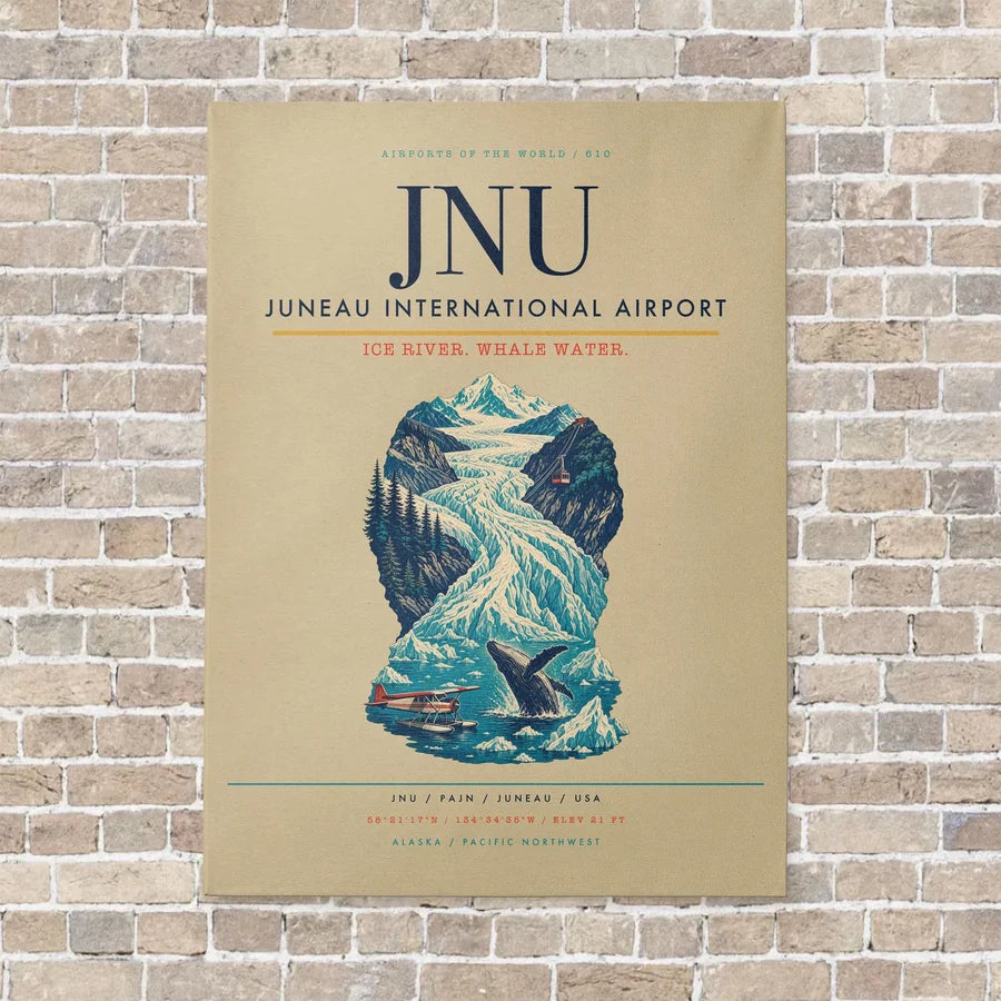 Juneau International Airport JNU vertical canvas print - no frame - beige background