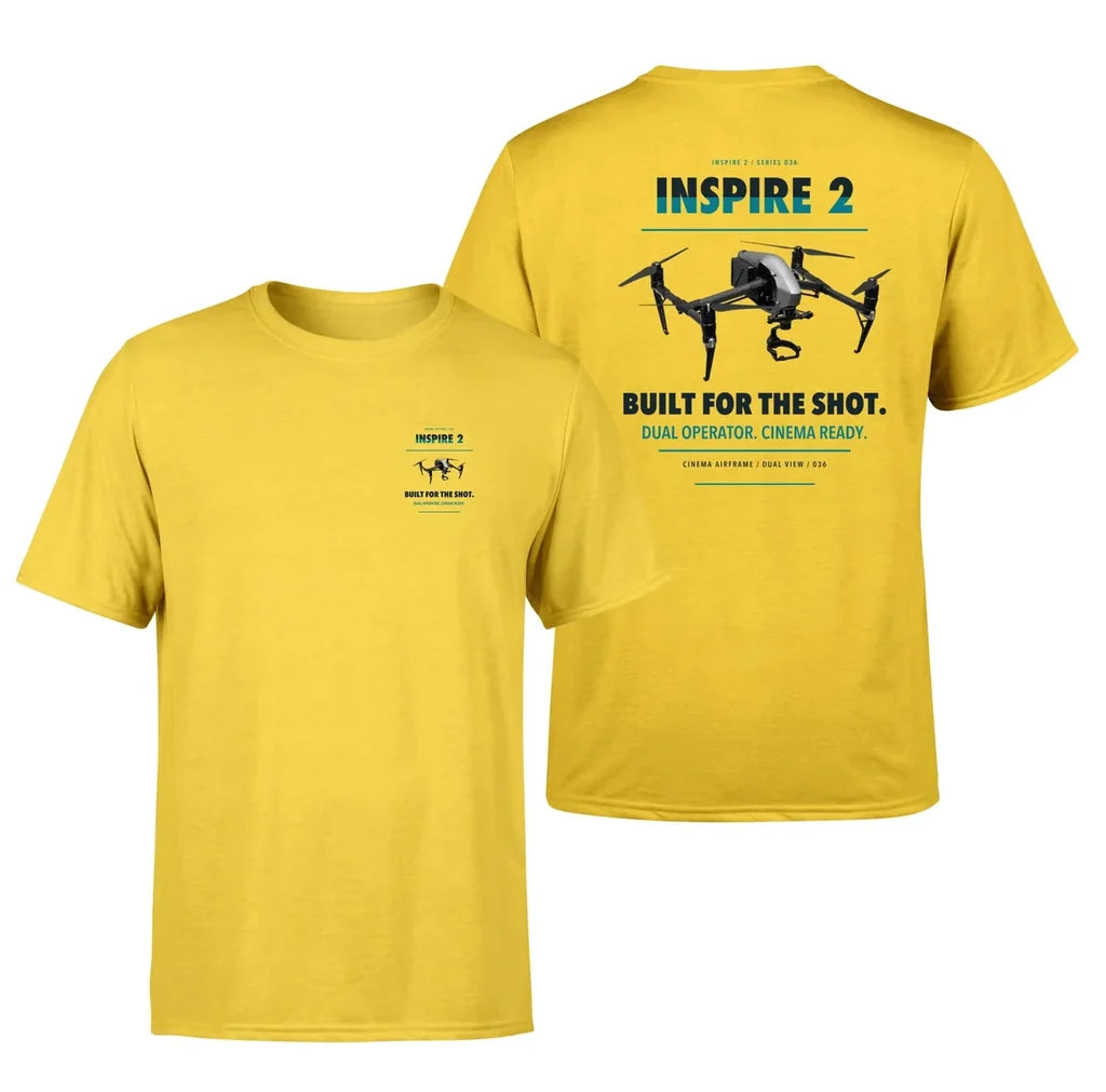 DJI Inspire 2 design on yellow t shirt