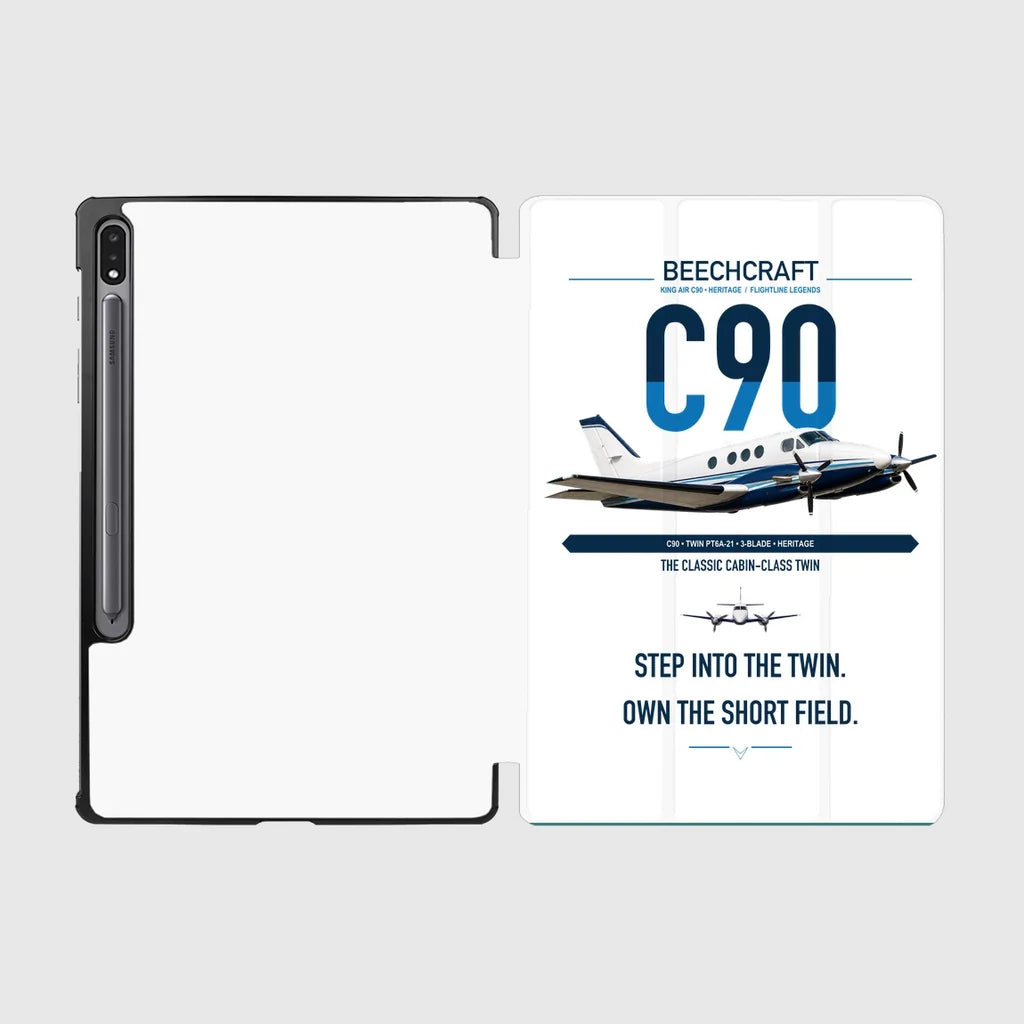 Beechcraft King Air C90 design on white samsung tablet tablet case