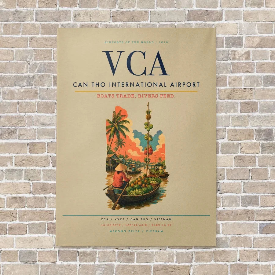 Can Tho International Airport VCA vertical canvas print - no frame - beige background