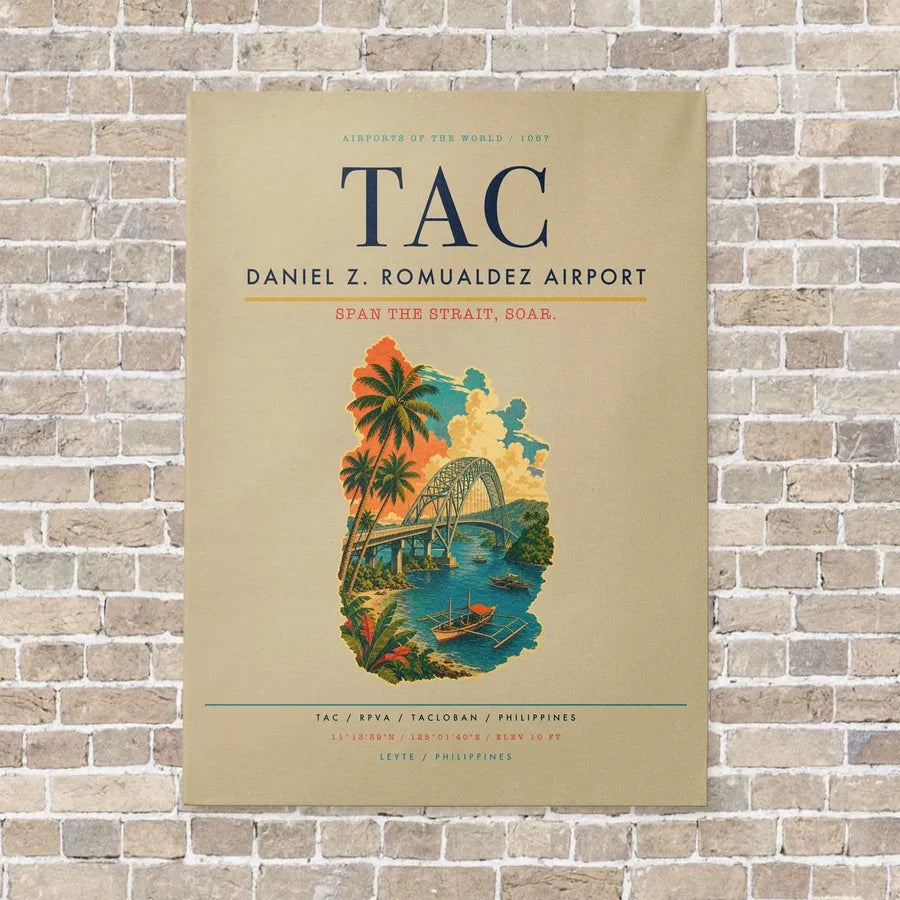Daniel Z. Romualdez Airport TAC vertical canvas print - no frame - beige background