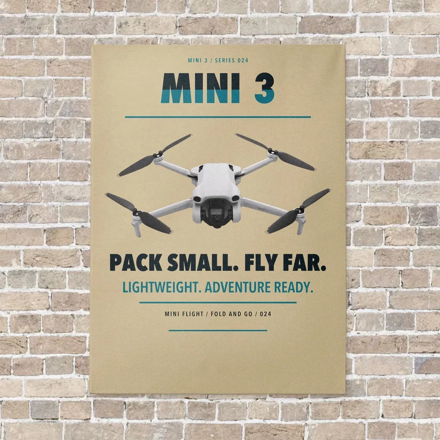 DJI Mini 3 vertical canvas print - no frame - beige background