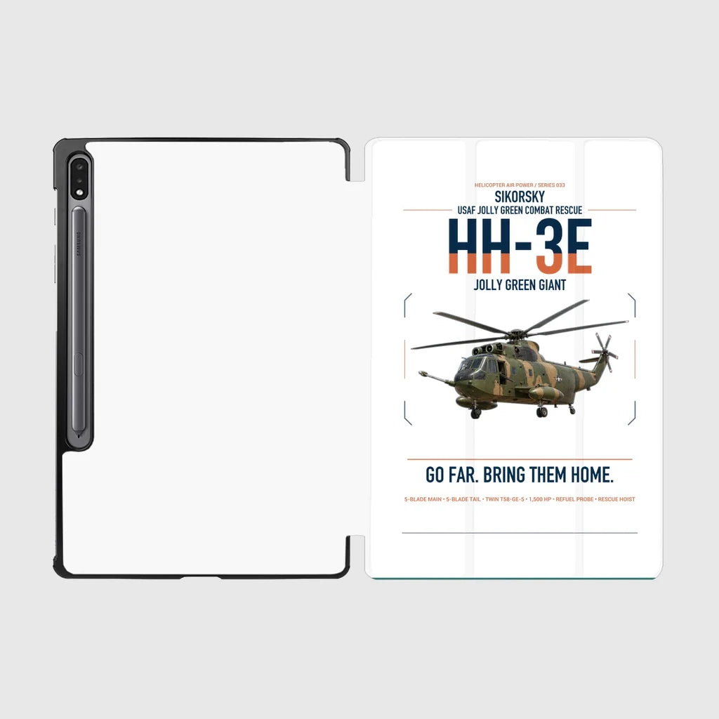 Sikorsky HH-3E Jolly Green Giant design on white samsung tablet tablet case