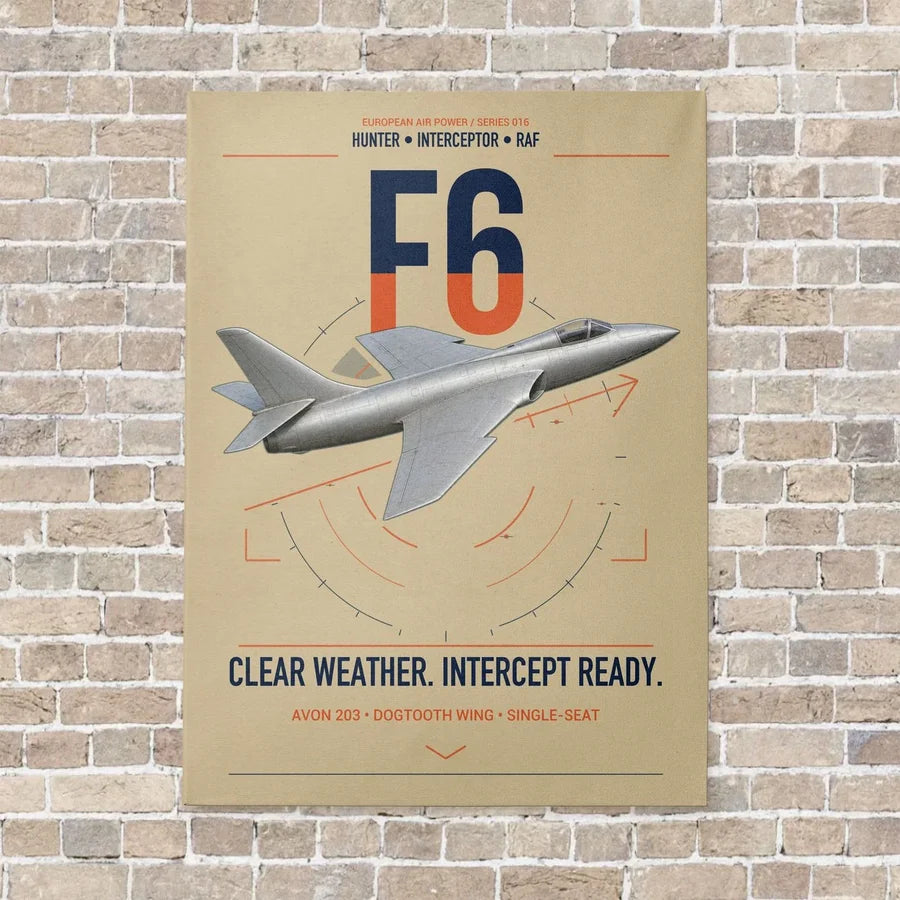 Hawker Hunter F6 vertical canvas print - no frame - beige background