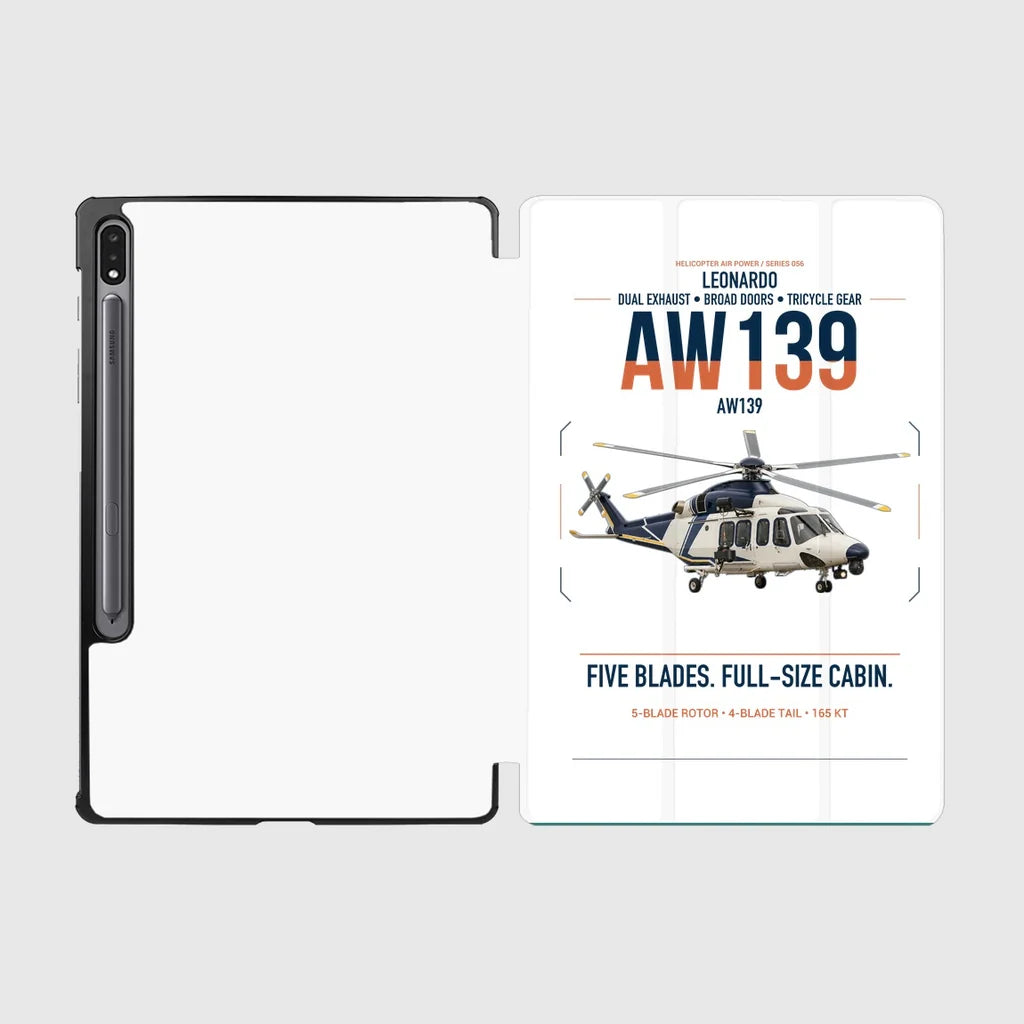 Leonardo AW139 design on white samsung tablet tablet case