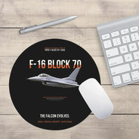 Thumbnail for F-16 Block 70 The Falcon Evolves design on black round mouse pad