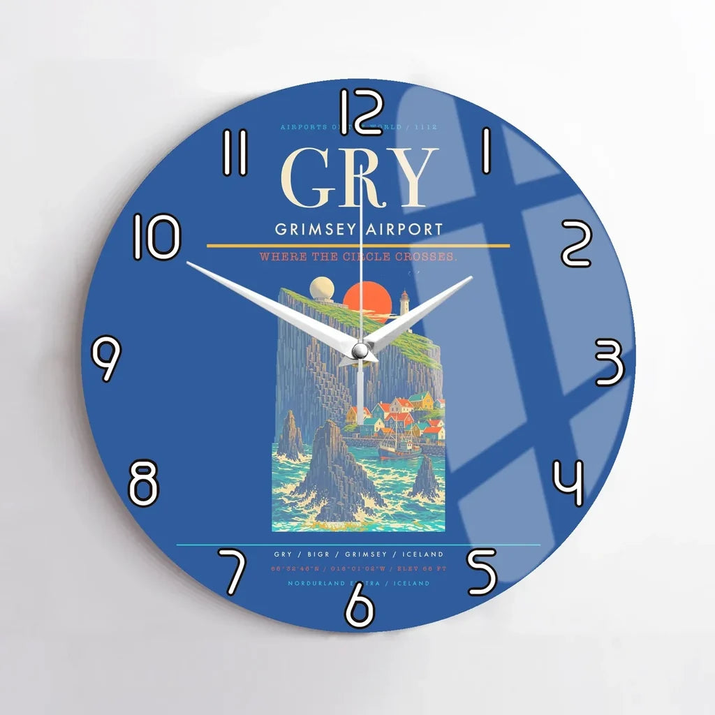 Grimsey Airport GRY Wall-Clock No-Frame - Blue