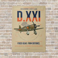 Thumbnail for Fokker D.XXI — Dutch LVA aircraft 221 vertical canvas print - no frame - beige background