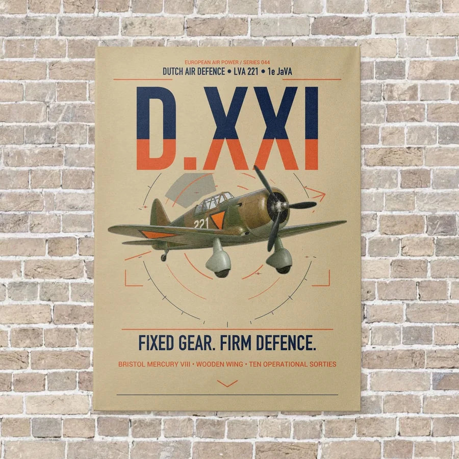 Fokker D.XXI — Dutch LVA aircraft 221 vertical canvas print - no frame - beige background