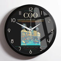 Thumbnail for Cadjehoun Airport (COO) design on black framed wall clock