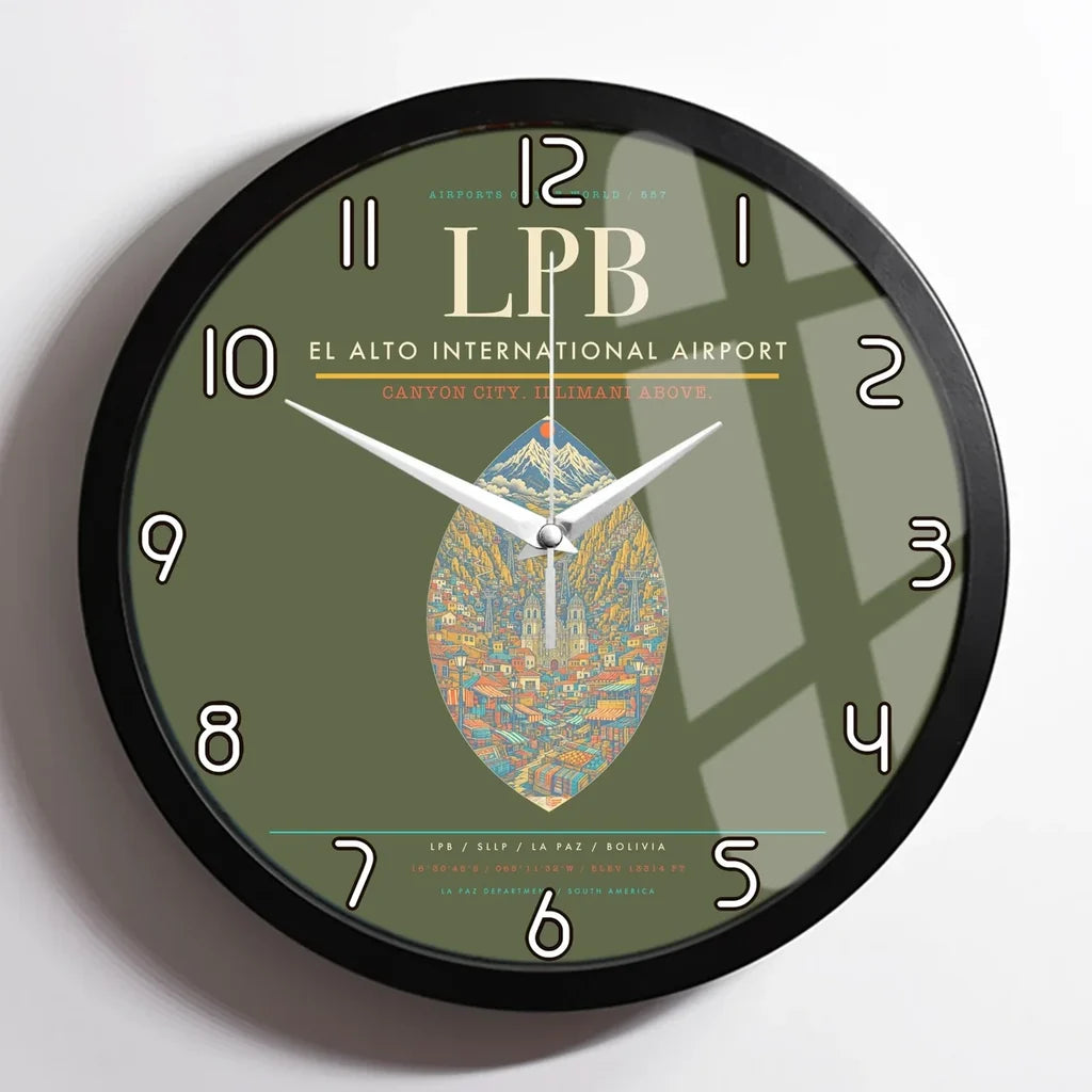 El Alto International Airport LPB Wall-Clock Framed - Green Army