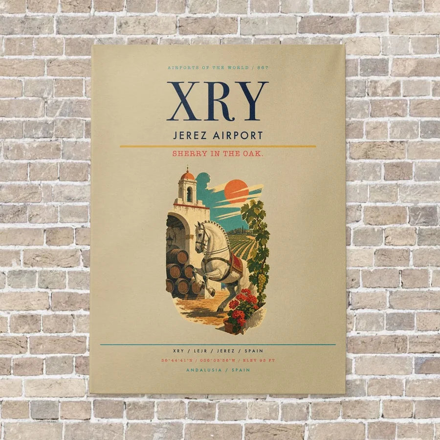 Jerez Airport XRY vertical canvas print - no frame - beige background