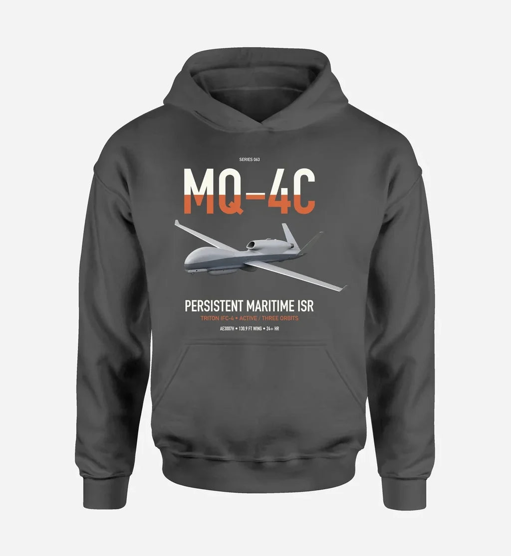 MQ-4C Triton IFC-4 design on dark gray double-side hoodie, single-side print