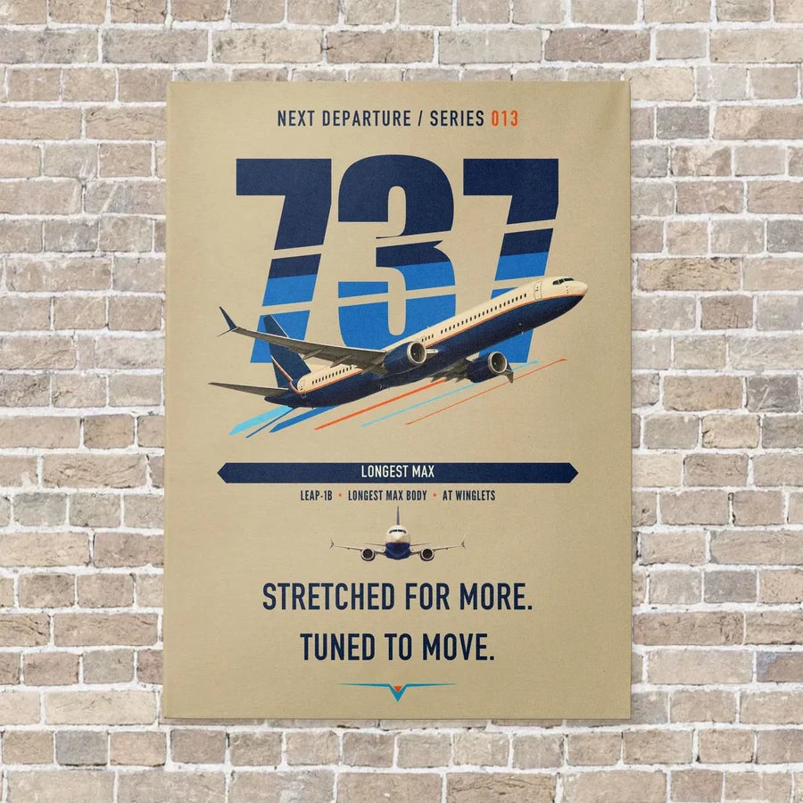 Boeing 737 MAX 10 vertical canvas print - no frame - beige background