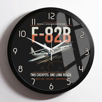 Thumbnail for F-82B Twin Mustang design on black framed wall clock