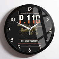Thumbnail for PZL P.11c design on black framed wall clock