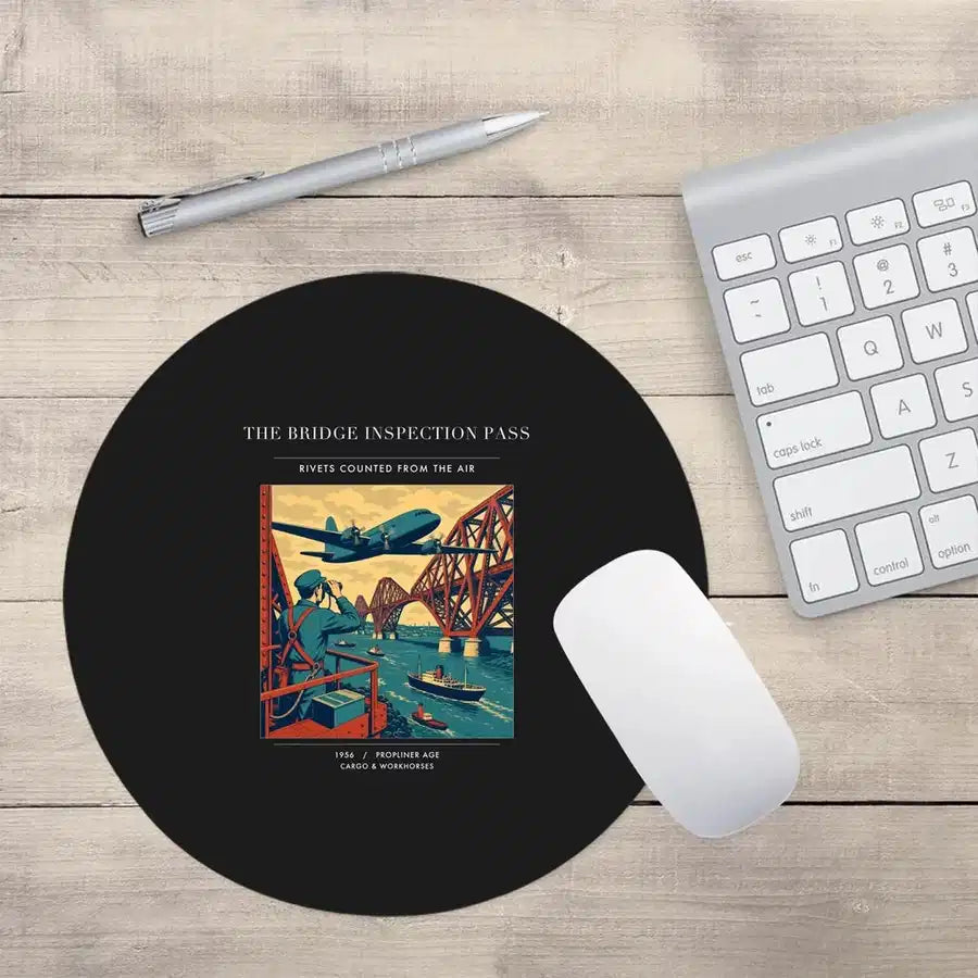 VINTAGE G4482 - The Bridge Inspection Pass - Designed Mouse Pads design on black round