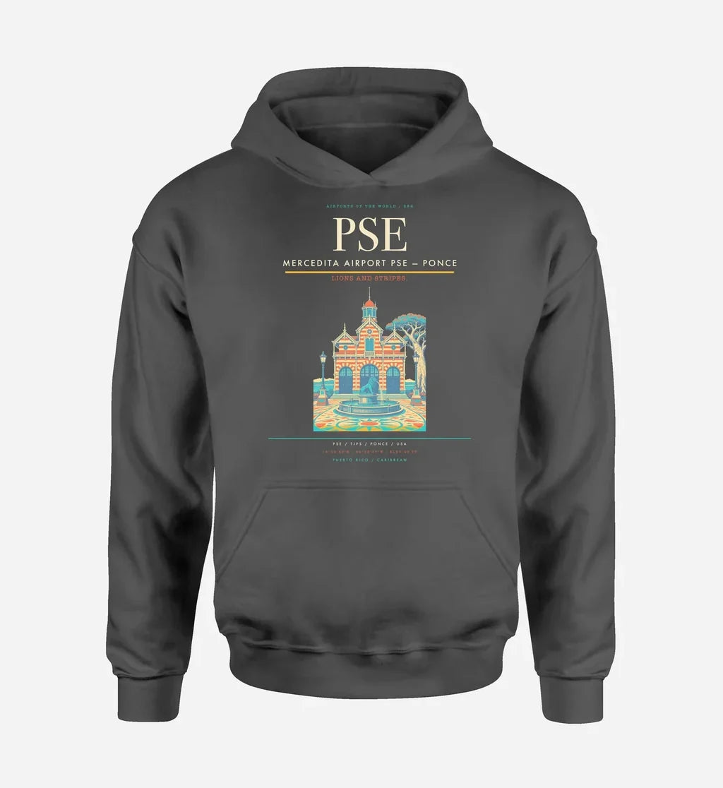 Mercedita Airport (PSE) design on dark gray hoodie single-side print