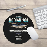 Thumbnail for Daher Kodiak 900 design on black round mouse pad