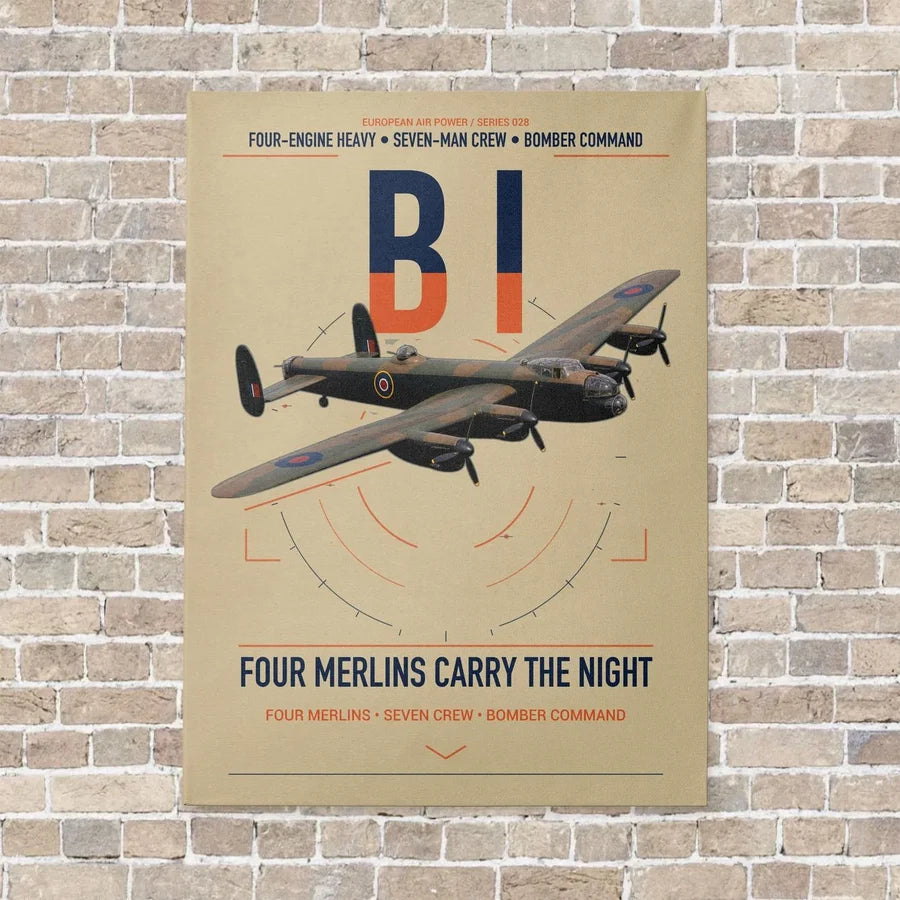 Avro Lancaster B I vertical canvas print - no frame - beige background