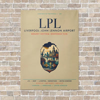 Thumbnail for Liverpool John Lennon Airport LPL vertical canvas print - no frame - beige background