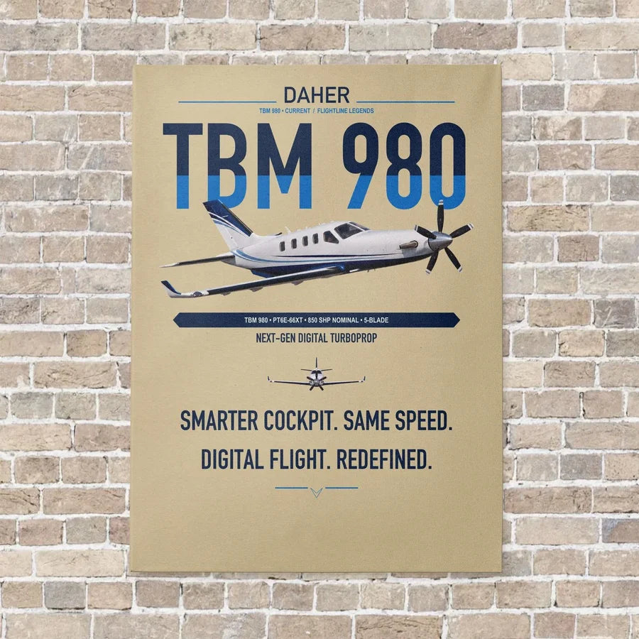 Daher TBM 980 vertical canvas print - no frame - beige background