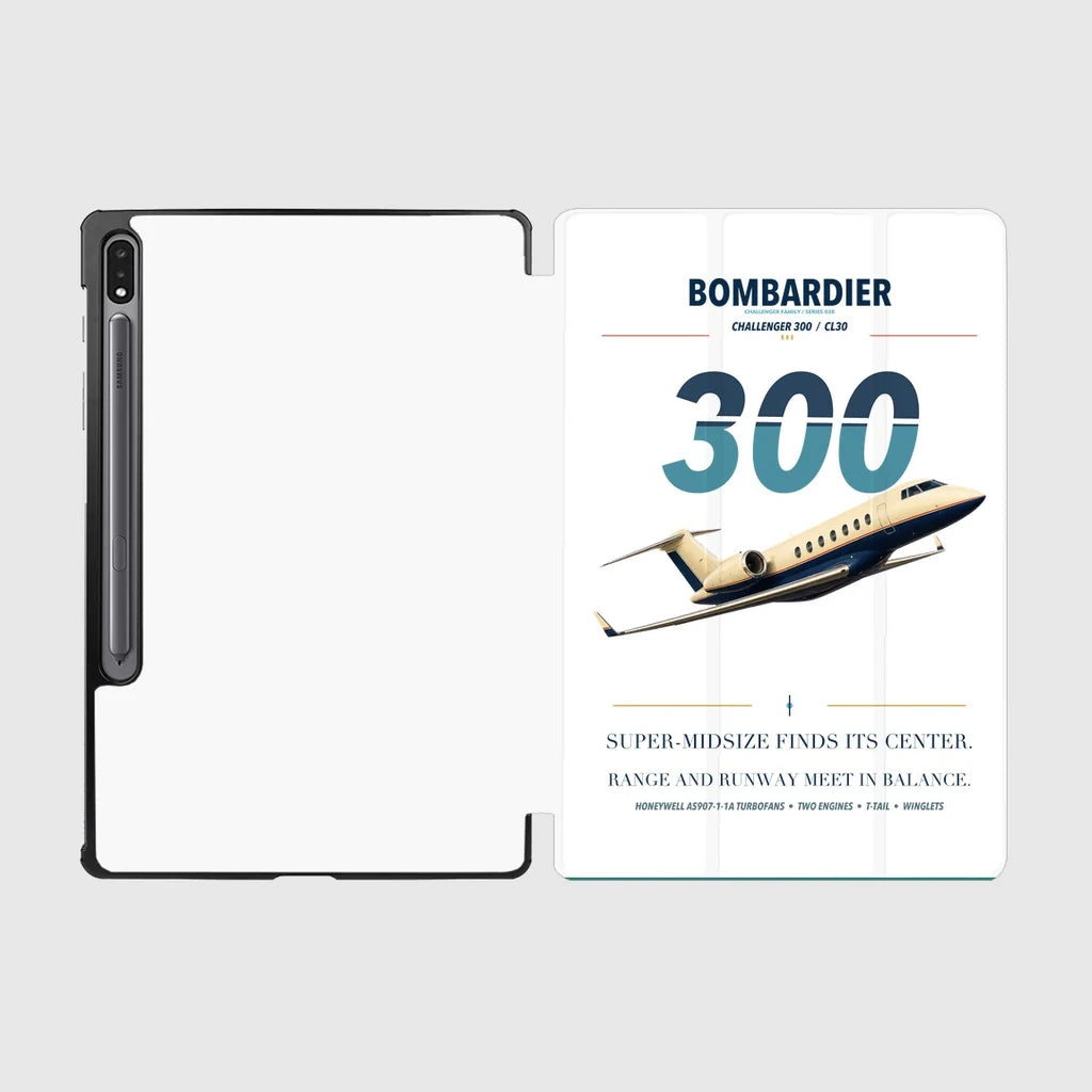 Bombardier Challenger 300 design on white samsung tablet tablet case