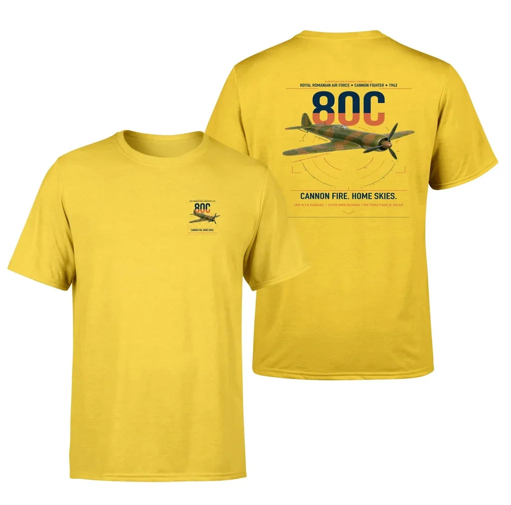 IAR 80C design on yellow t-shirt, double-side print