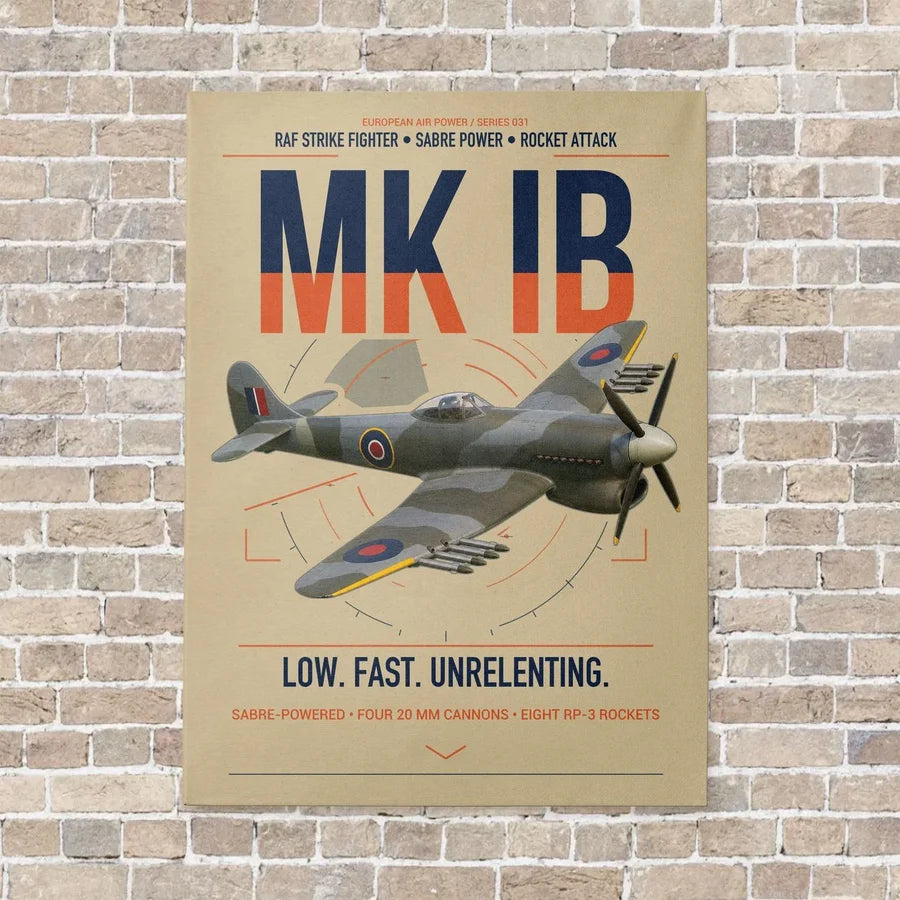 Hawker Typhoon Mk IB vertical canvas print - no frame - beige background