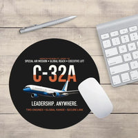 Thumbnail for C-32A Air Force Two Global Reach design on black round mouse pad