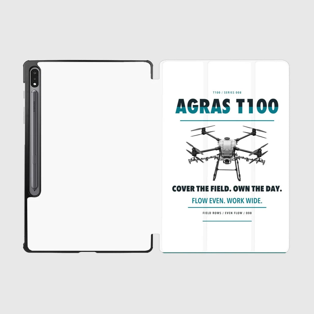 DJI Agras T100 design on white samsung tablet tablet case