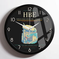 Thumbnail for Borg El Arab Airport (HBE) design on black framed wall clock