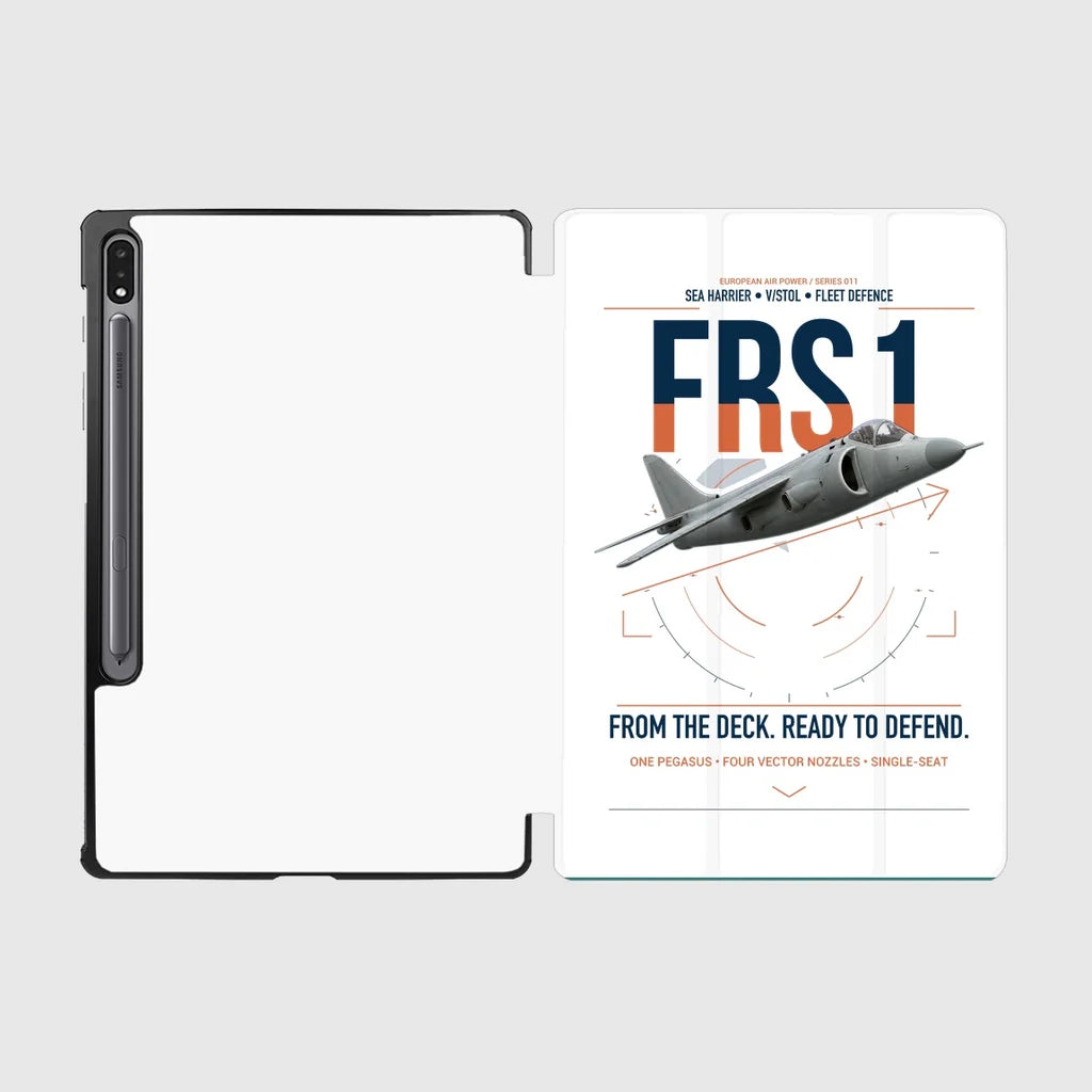 British Aerospace Sea Harrier FRS.1 design on white samsung tablet tablet case