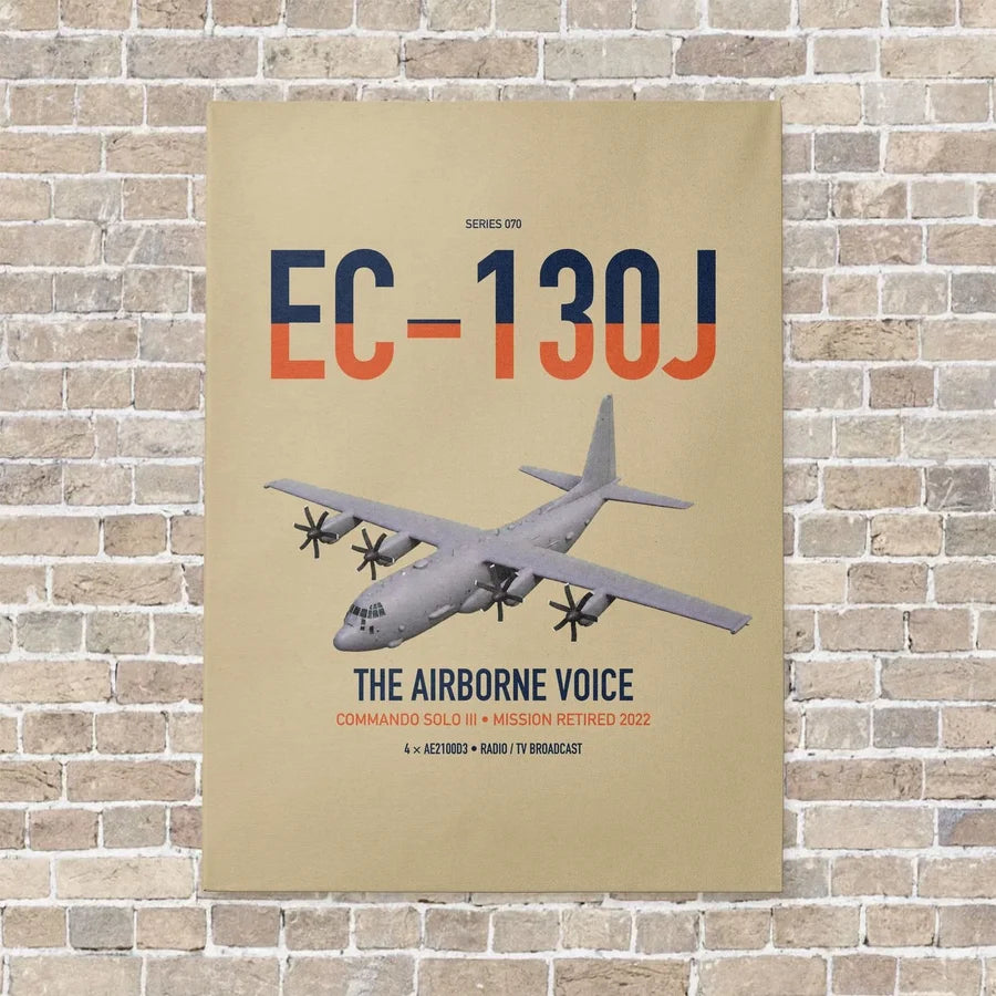 EC-130J Commando Solo III vertical canvas print - no frame - beige background