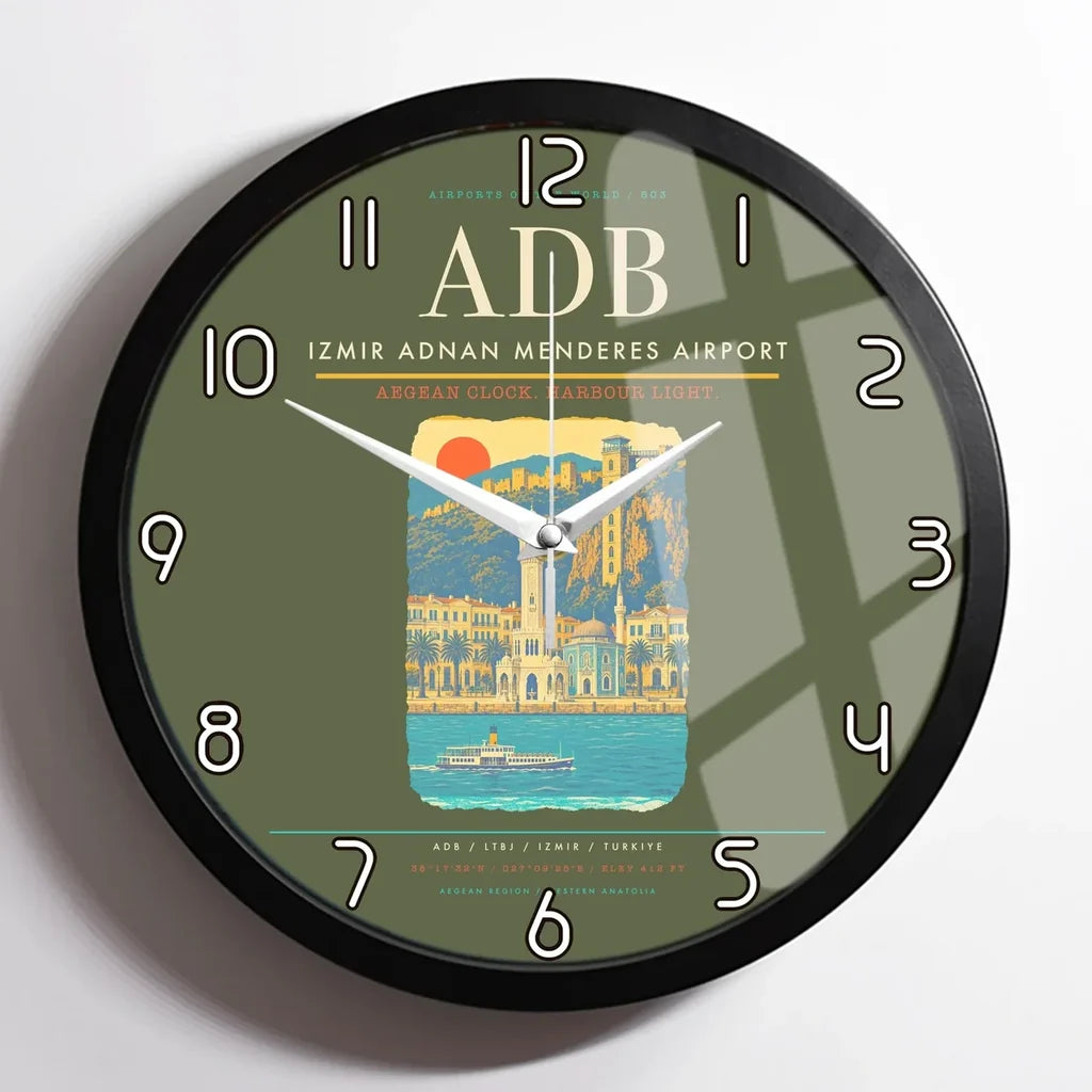 Izmir Adnan Menderes Airport ADB Wall-Clock Framed - Green Army