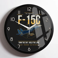 Thumbnail for F-15C Eagle design on black framed wall clock