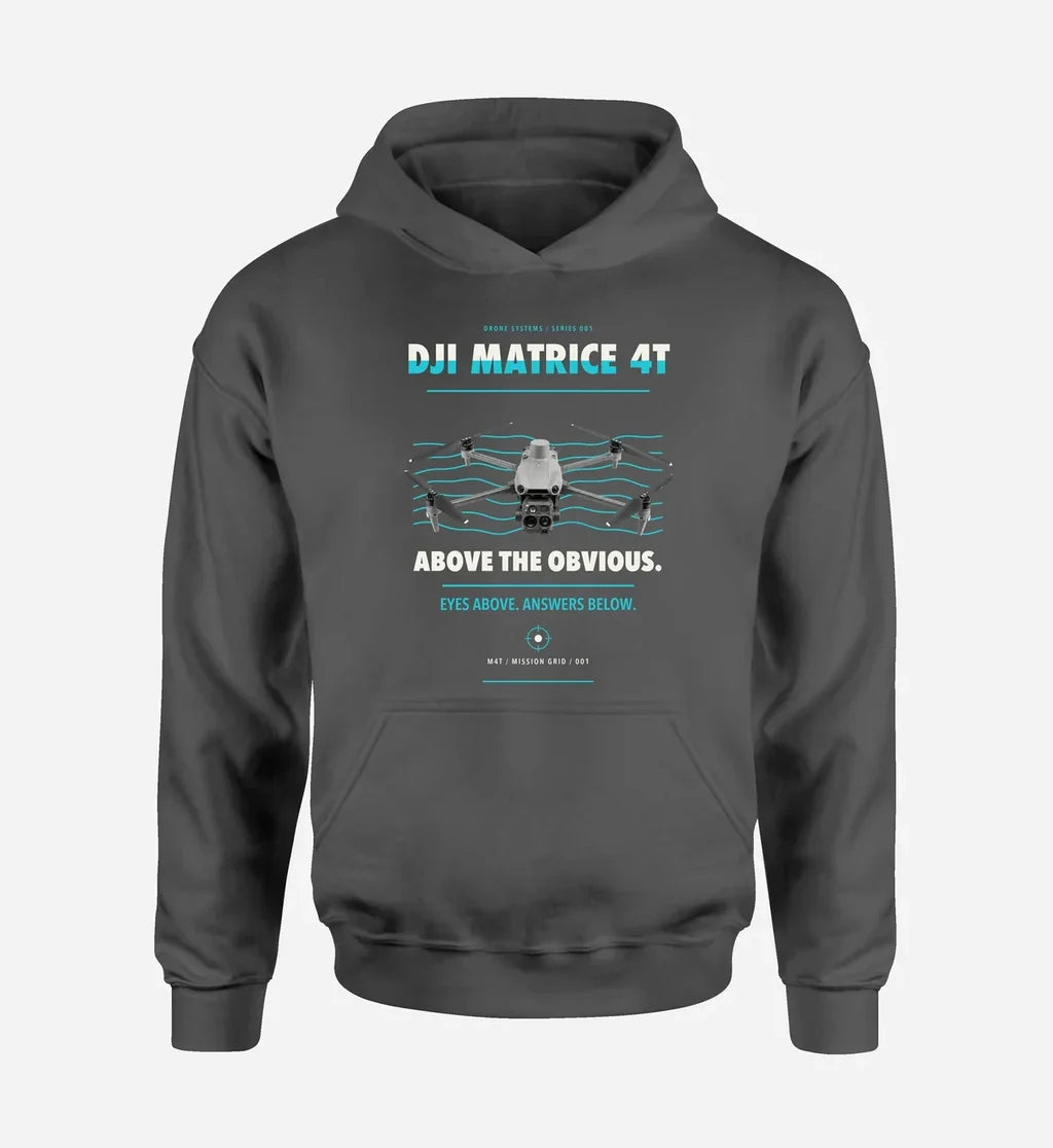 DJI Matrice 4T design on dark gray hoodie single side