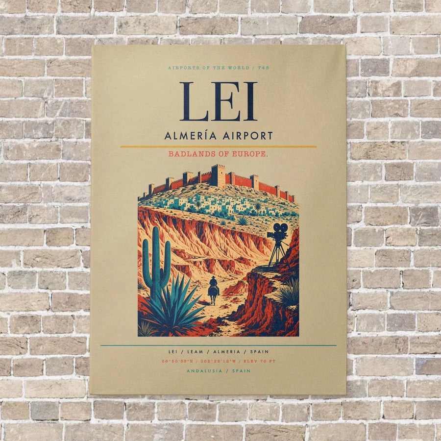 Almería Airport LEI vertical canvas print - no frame - beige background
